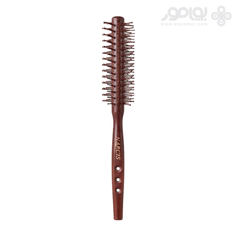برس گرد چوبی مردانه نارسیس سایز کوچک دسته حفره دار — تصویر ۲