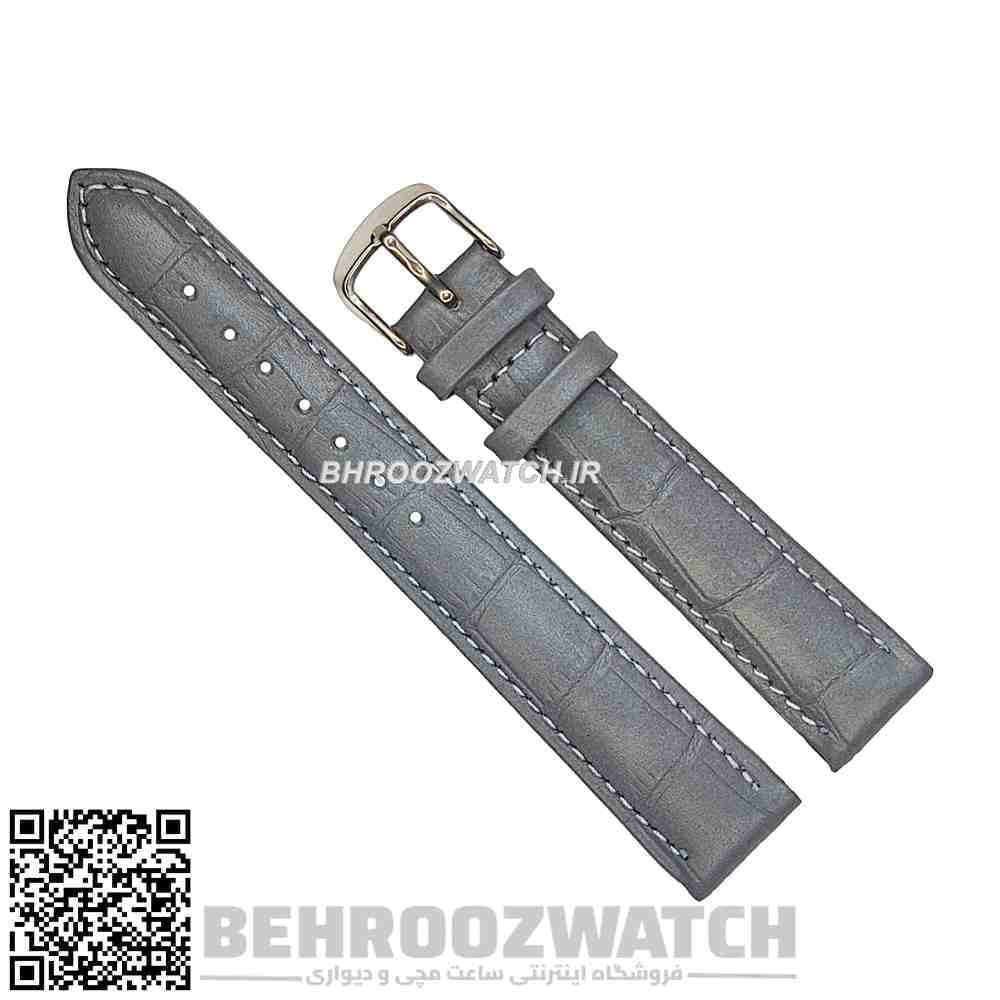 بند ساعت مچی چرم ژنو طرح دار توسی سایز 18 — تصویر ۴