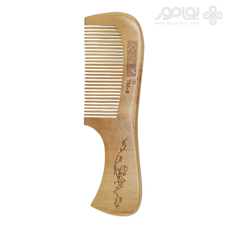 شانه چوبی دسته دار مدل TM-8 دندانه ریز — تصویر ۲