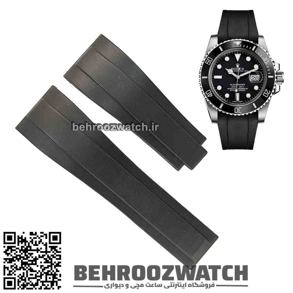 بند ساعت مچی رولکس ساب مارینر رابر مشکی Rolex Daytona Submariner Soft Rubber Strap