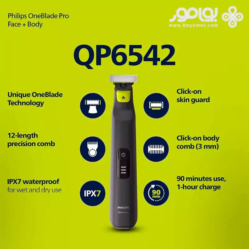 ماشین اصلاح صورت و بدن فیلیپس ONEBLADE PRO مدل QP654/10 — تصویر ۵