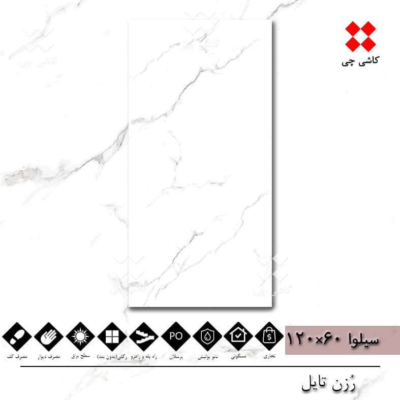 سیلوا سفید 60×120 کلکته نانو پولیش پرسلان درجه 1 — تصویر ۵