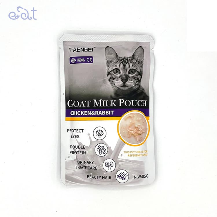 پوچ گربه فنبی با طعم مرغ و خرگوش در شیر بز مدل Faenbei Goat Milk Chicken & Rabbit وزن 85 گرم