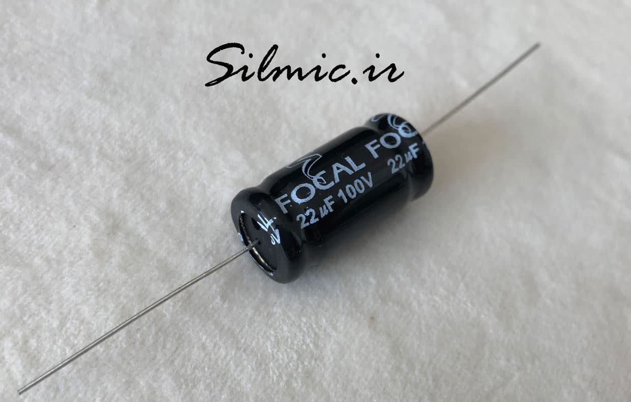 خازن کراس اور بی پلار 22 میکرو فاراد 100 ولت FOCAL فرانسه نوع اکسیال 5%