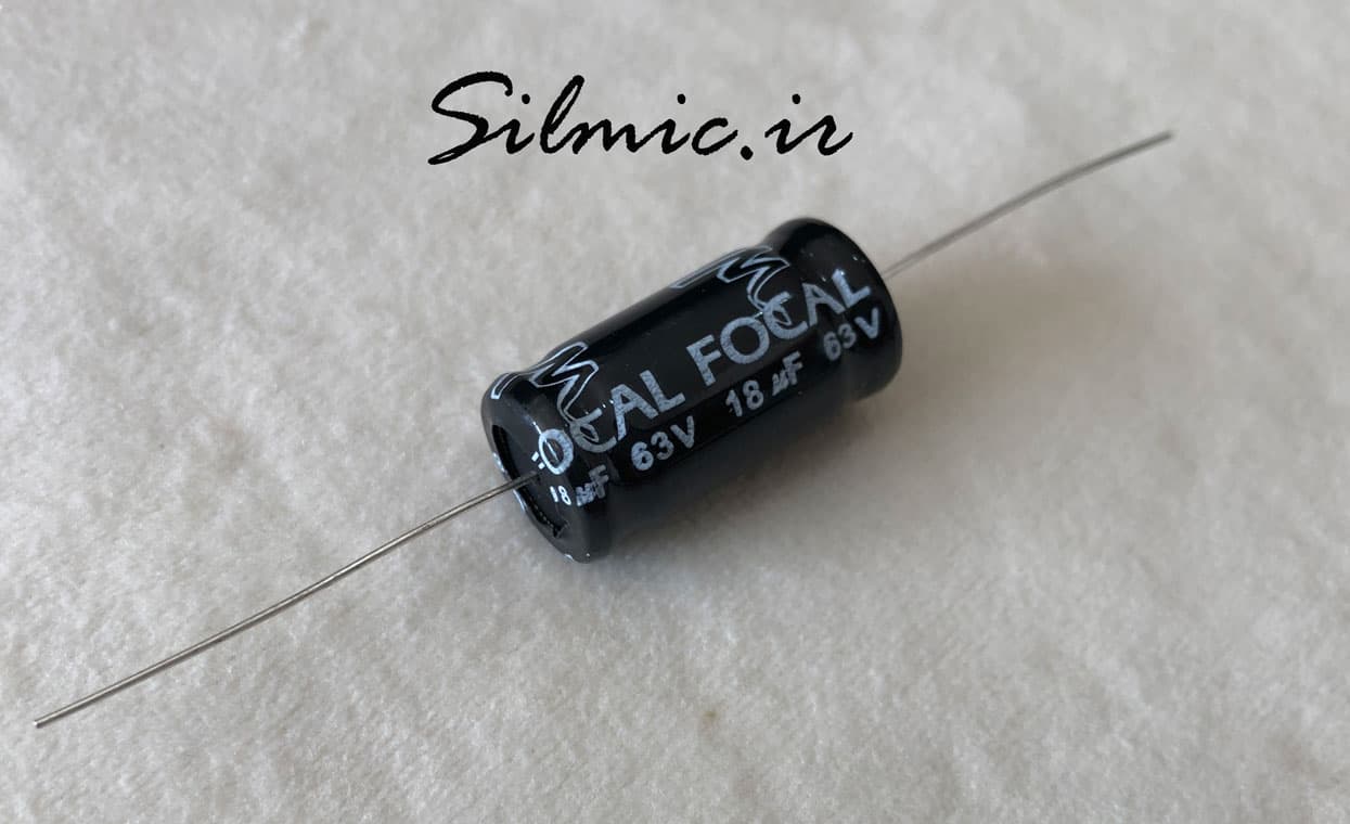 خازن کراس اور بی پلار 18 میکرو فاراد 63 ولت FOCAL فرانسه نوع اکسیال 5%