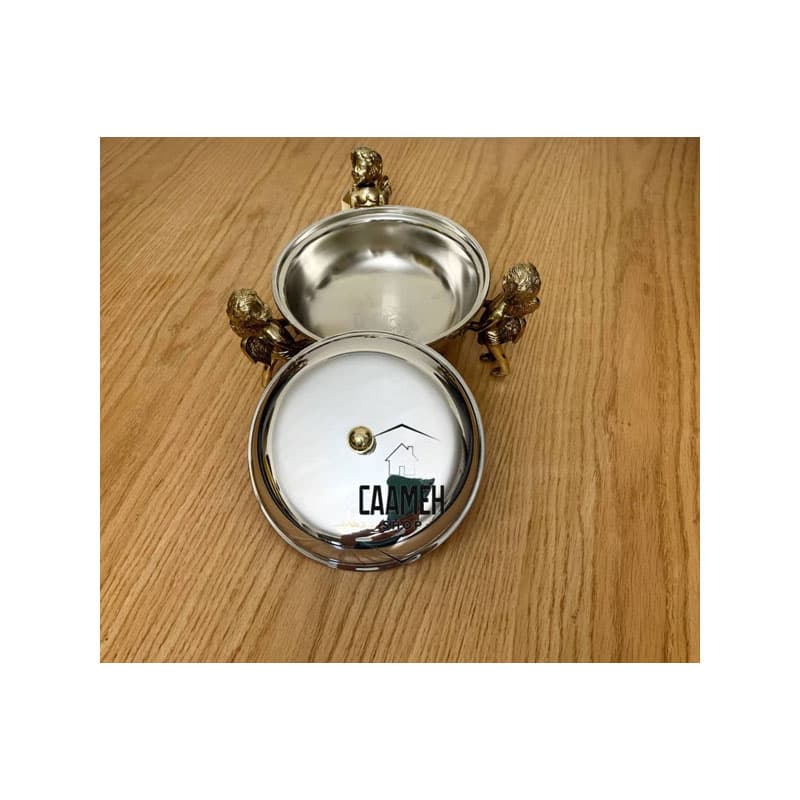 شکلات خوری دربدار سه فرشته استیل برنج 4026 — تصویر ۳