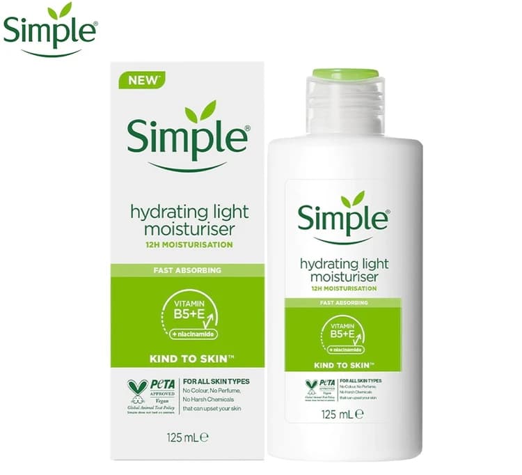 کرم مرطوب کننده و آبرسان سیمپل مدل لایت حجم 125 میلی لیتر Kind to Skin Mini Hydrating Light Moisturizer Simple