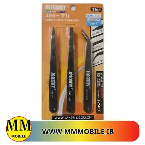 ست پنس 3 عددی ضد الکتریسیته فولاد کربنی جکمی JAKEMY JM-T11 — تصویر ۲
