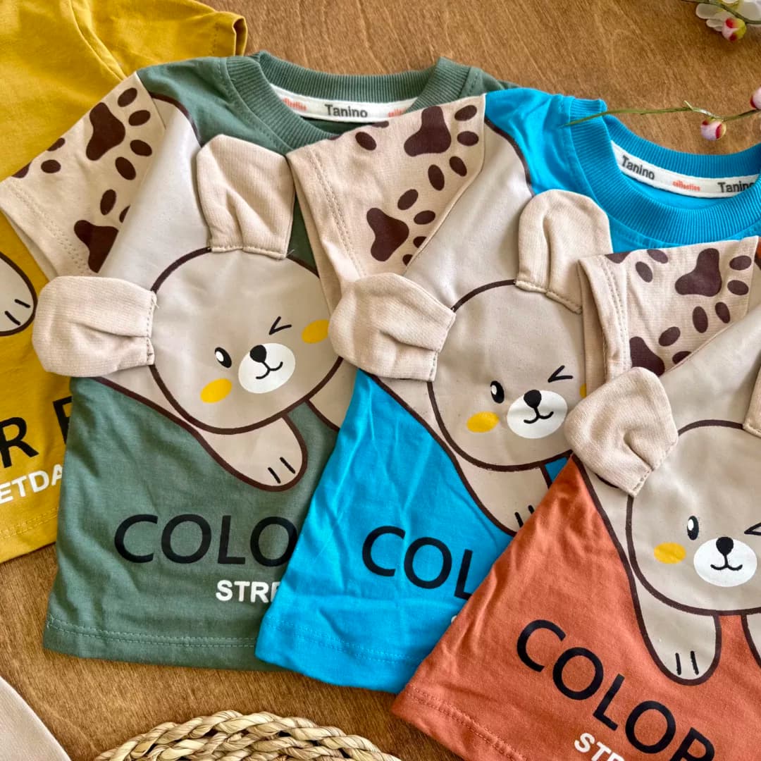تیشرت شلوارک آستین خرسی گوش دار color bear کد 6053 — تصویر ۳