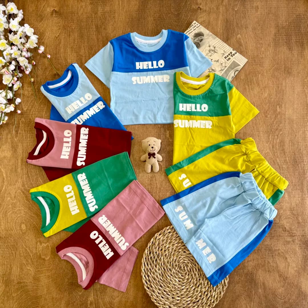 تیشرت شلوارک Hello Summer سایز 35،40 کد 5948 — تصویر ۲