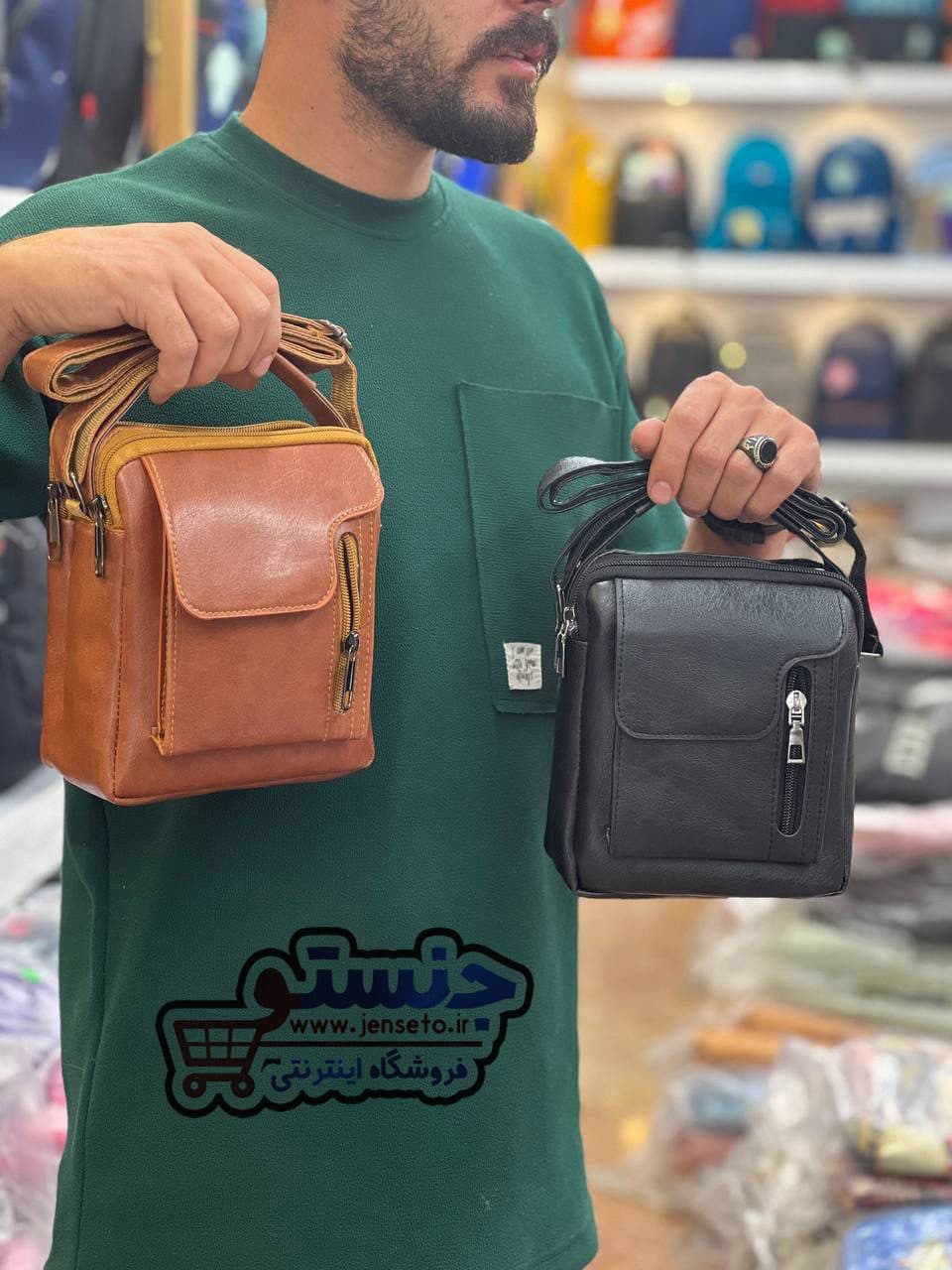 کیف دوشی مردانه پکه دار تک زیپ men bag کد 410 — تصویر ۳