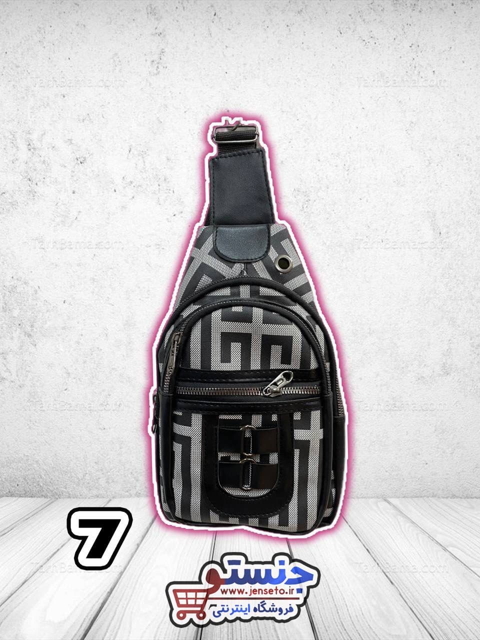 بادی بگ مدل چهار زیپ گانددوزی شده مردانه (کوله تکبند body bag) کد 2419 — تصویر ۸