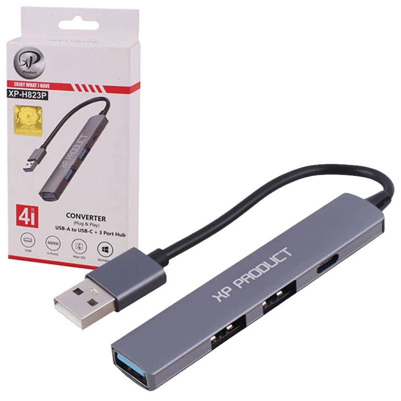 هاب 3 پورت USB3.0 مدل XP H823S آداپتور خور