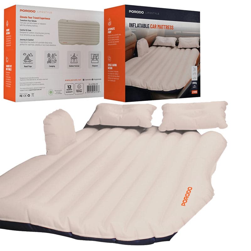 تشک بادی پرودو مدل Porodo infaltable car mattress LFST056 بژ بهمراه پمپ باد