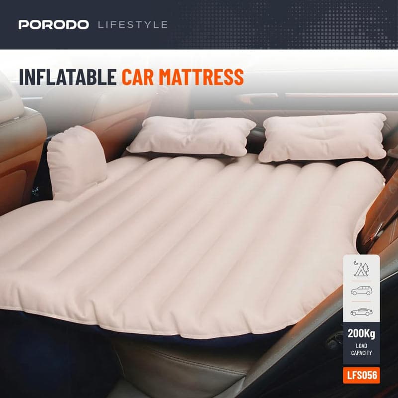 تشک بادی پرودو مدل Porodo infaltable car mattress LFST056 بژ بهمراه پمپ باد — تصویر ۳