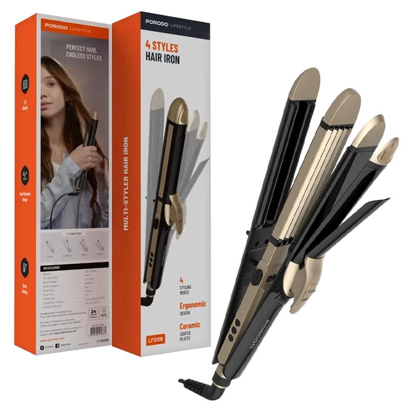 اتو و فر کننده موی 4حالته پرودو مدل Porodo lifestyles 4styles Hair iron lfs109