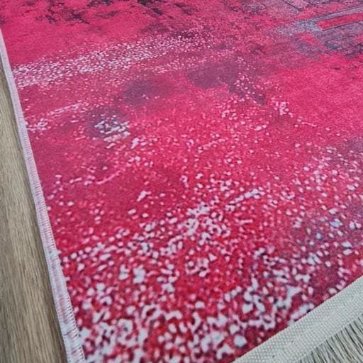 فرش چاپی مخمل هازان ترک طرح سرخ آبی طوسی U128(پس کرایه) — تصویر ۴