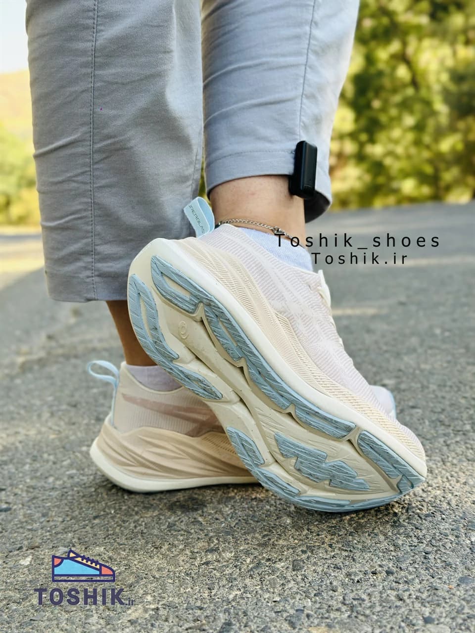 کتونی اسیکس مدل سوپر پلاست رنگ کرم — تصویر ۳