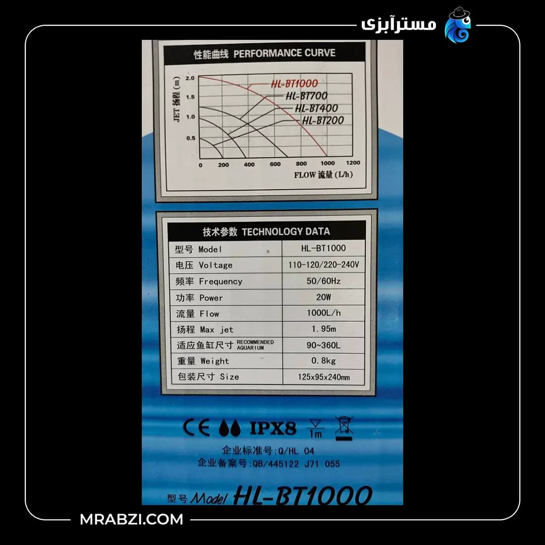 فیلتر داخلی آکواریوم هایلا مدل HL-BT1000 — تصویر ۴