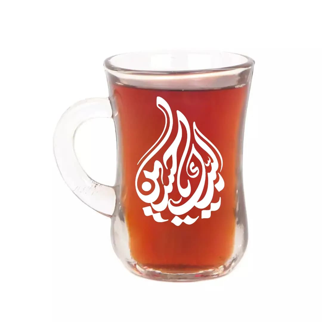 استکان کمر باریک دسته دار لبیک یا حسین طرح اشک ویژه ایام محرم