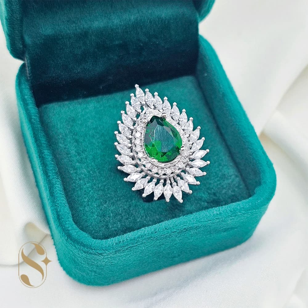 انگشتر نقره زنانه مدل اشک کد SilverSet-R712 — تصویر ۴