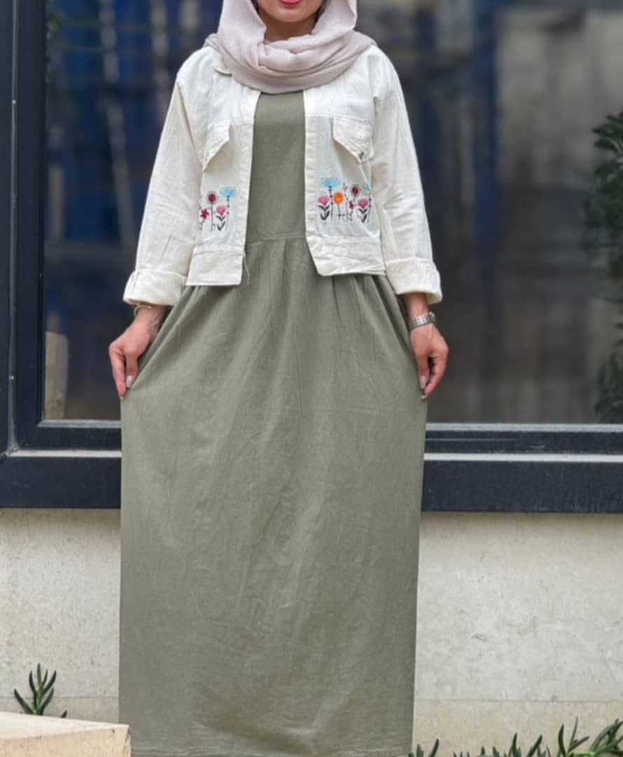 ساحلی کت سارافن لینن گلدوزی زنانه /کد2415 — تصویر ۶