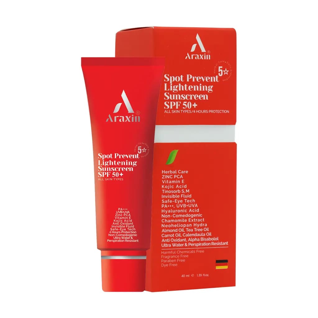 کرم ضد آفتاب روشن کننده و ضد لک SPF50 آراکسین 40 میلی لیتر — تصویر ۲