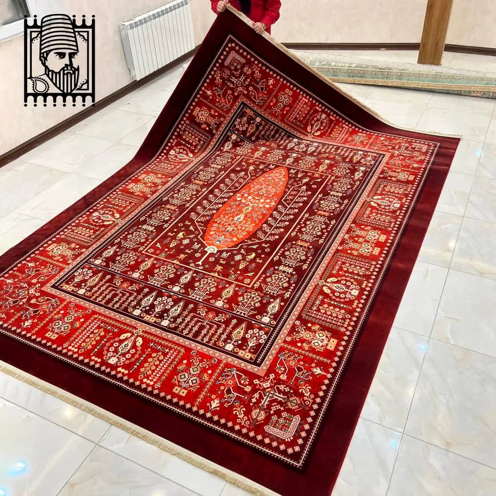 فرش سنتی طرح 25CS0220 عنابی 1000 شانه — تصویر ۲