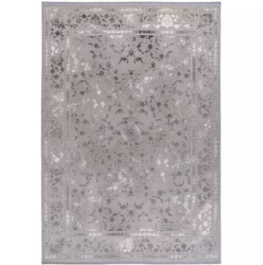 فرش طرح 10LA0340 نقره ای 1500 شانه گل ابریشم