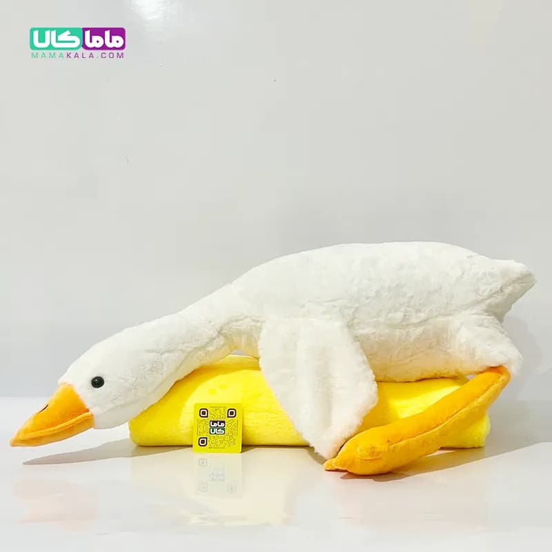 عروسک غاز پتودار بالشتی با پتوی زرد 80 سانتیمتر