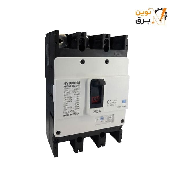 کليد اتوماتیک قابل تنظیم سه پل 250 آمپر هیوندای الکتریک 38KA مدل HGM250H-F