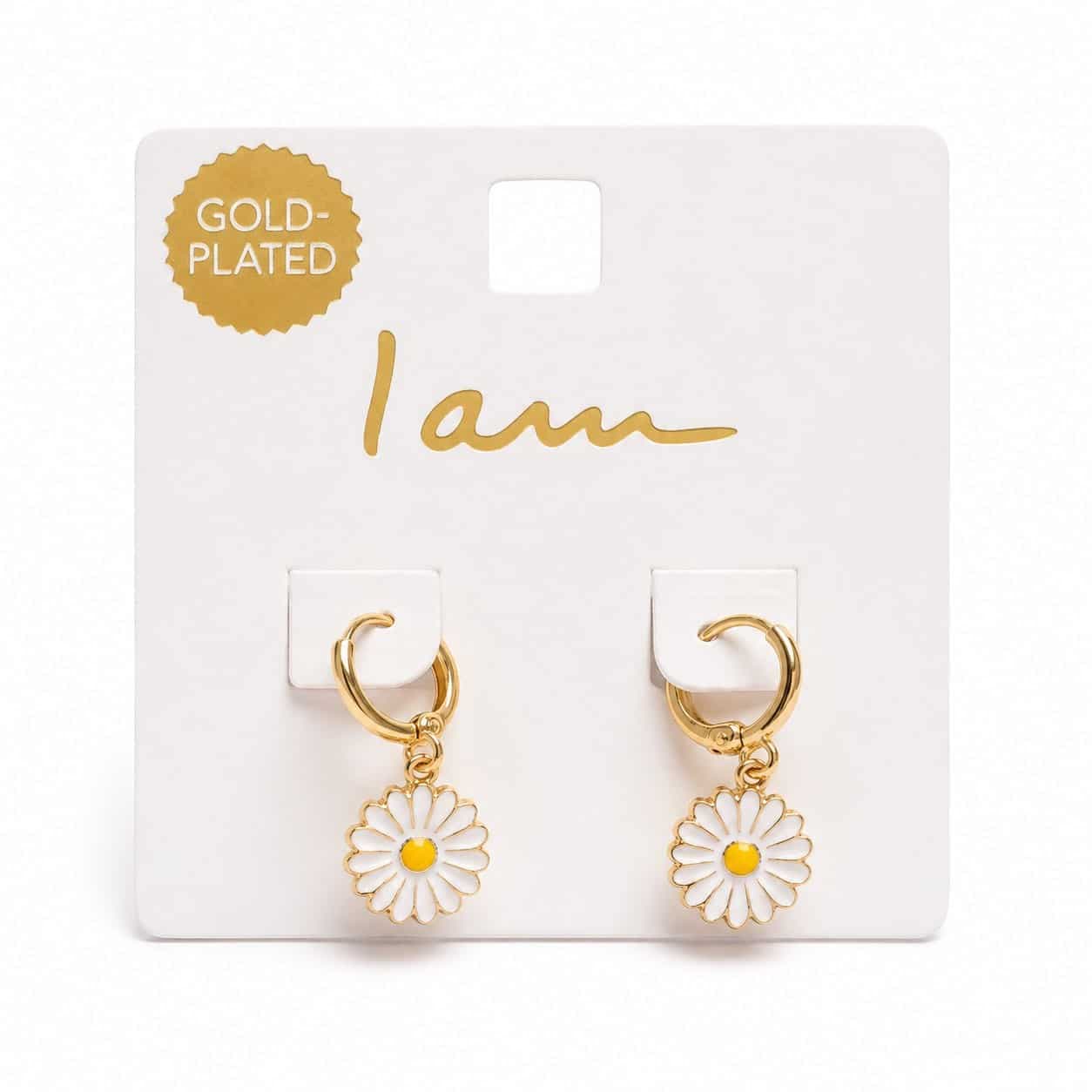 گوشواره طرح گل بابونه روکش طلایی رنگ ثابت (Gold Plated) برند آی ام تحت لیسانس آلمان 082532 I AM — تصویر ۲