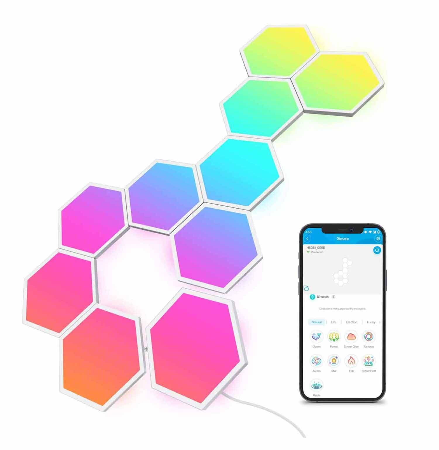 چراغ دیواری هوشمند 10 تکه Govee Glide Hexagon Light Panels