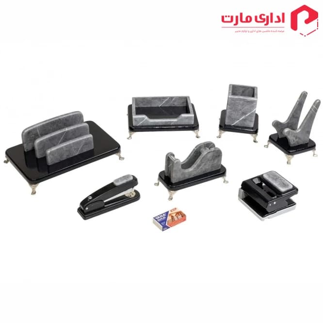 ست رومیزی مدیریتی 8 تیکه قائم کد 308P رنگ طوسی سنگی — تصویر ۲