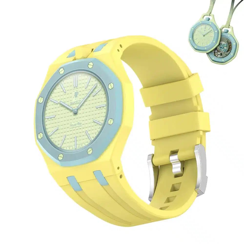 ساعت سواچ x آدومارس پیگه مدل Swatch x Audemars Piguet Royal Pop – BLAUE ACHT به همراه بند سیلیکونی