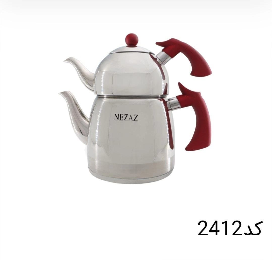 کتری قوری نزاز NEZAZ ست باکالیت 3 لیتری رنگی کف چدن کد 2412