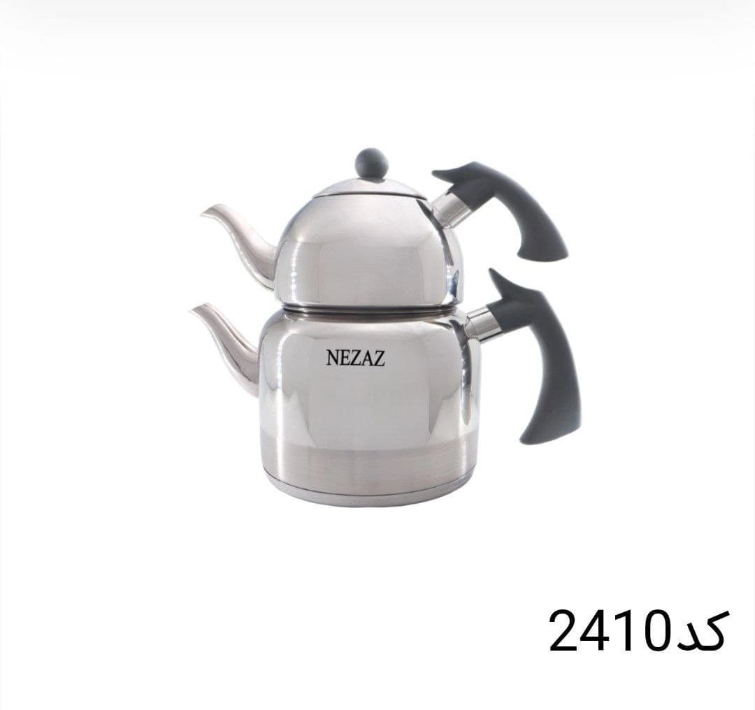 کتری قوری نزاز NEZAZ ست باکالیت 2.5 لیتری رنگی کف چدن کد 2410
