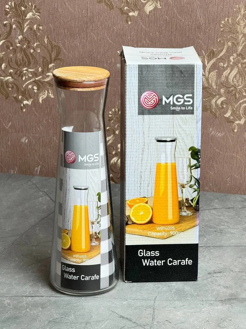 بطری اب شیشه ای با درب استیل برند MGS