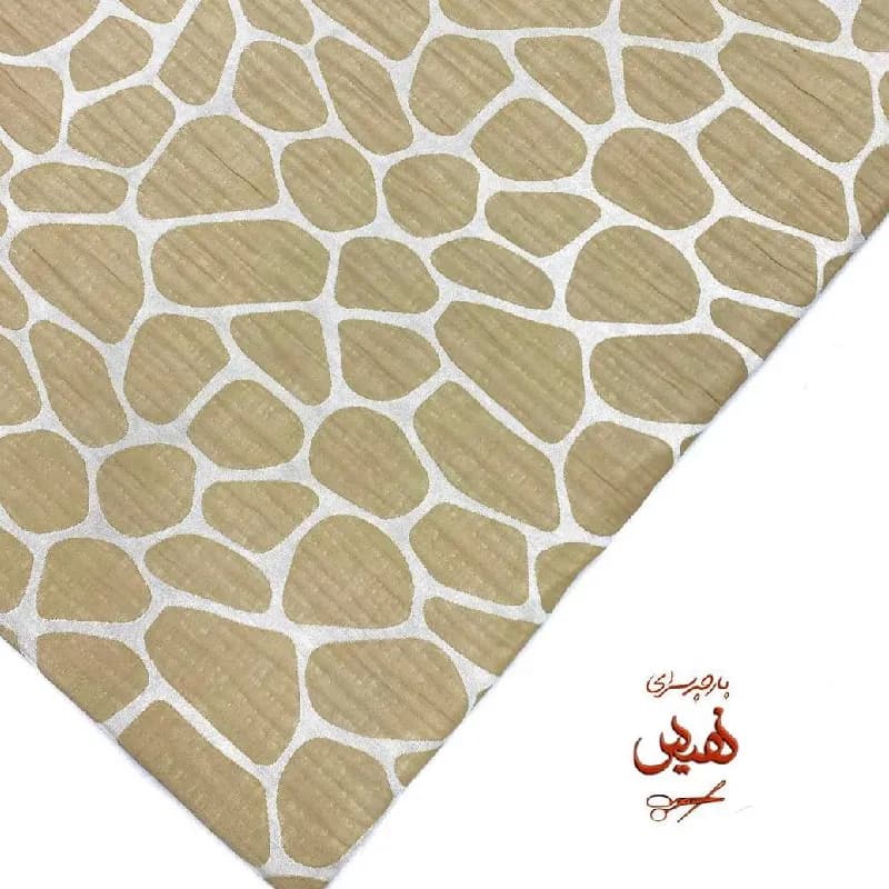 پارچه کتان ژاکارد مانتویی طرح سنگ رنگ کرم