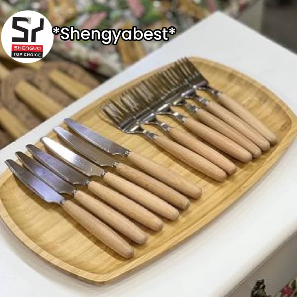 کارد و چنگال شنگیا دسته چوبی