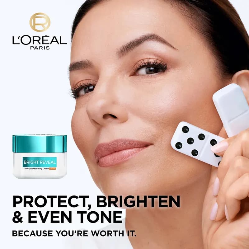 کرم مرطوب کننده و ضد لک لورآل L’Oréal مدل Bright Reveal – حاوی نیاسنامید و با SPF 50 | حجم 50 میلیلیتر — تصویر ۴