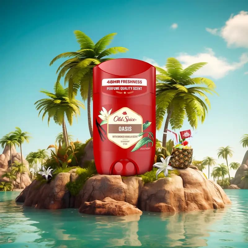 دئودورانت استیکی مردانه اولد اسپایس مدل Oasis – با رایحه وانیل دودی – فاقد نمک آلومینیوم | حجم 50 میلیلیتر — تصویر ۳