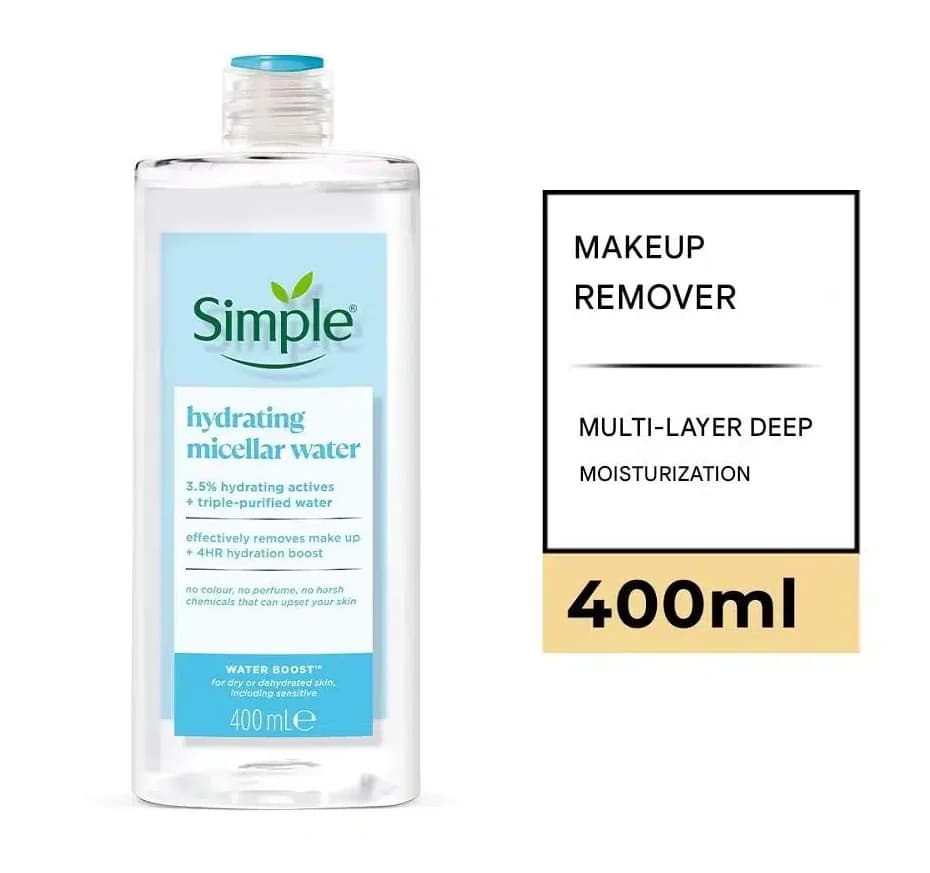 میسلار واتر آرایش پاک کن سیمپل Simple مدل Hydrating Micellar Water | حجم 400 میلیلیتر — تصویر ۲