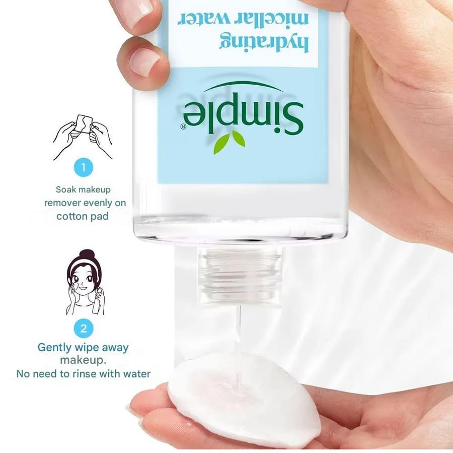 میسلار واتر آرایش پاک کن سیمپل Simple مدل Hydrating Micellar Water | حجم 400 میلیلیتر — تصویر ۳
