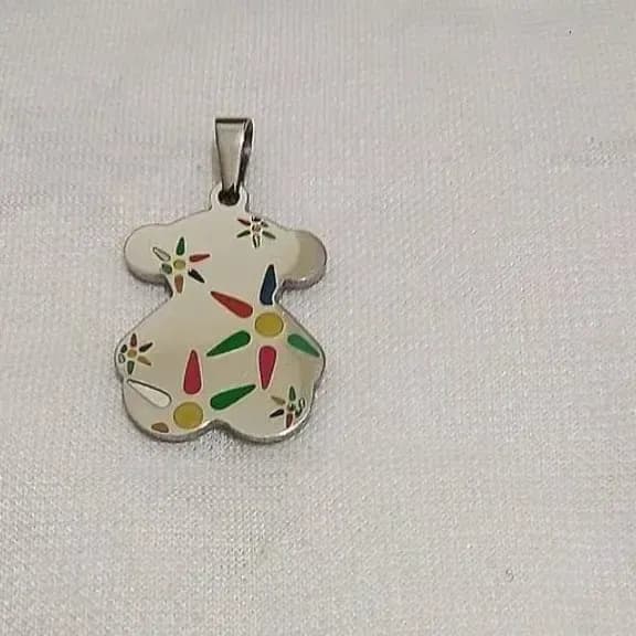 پلاک زنانه استیل طرح خرس فانتزی رنگ ثابت ضدحساسیت سفید کوچک — تصویر ۲