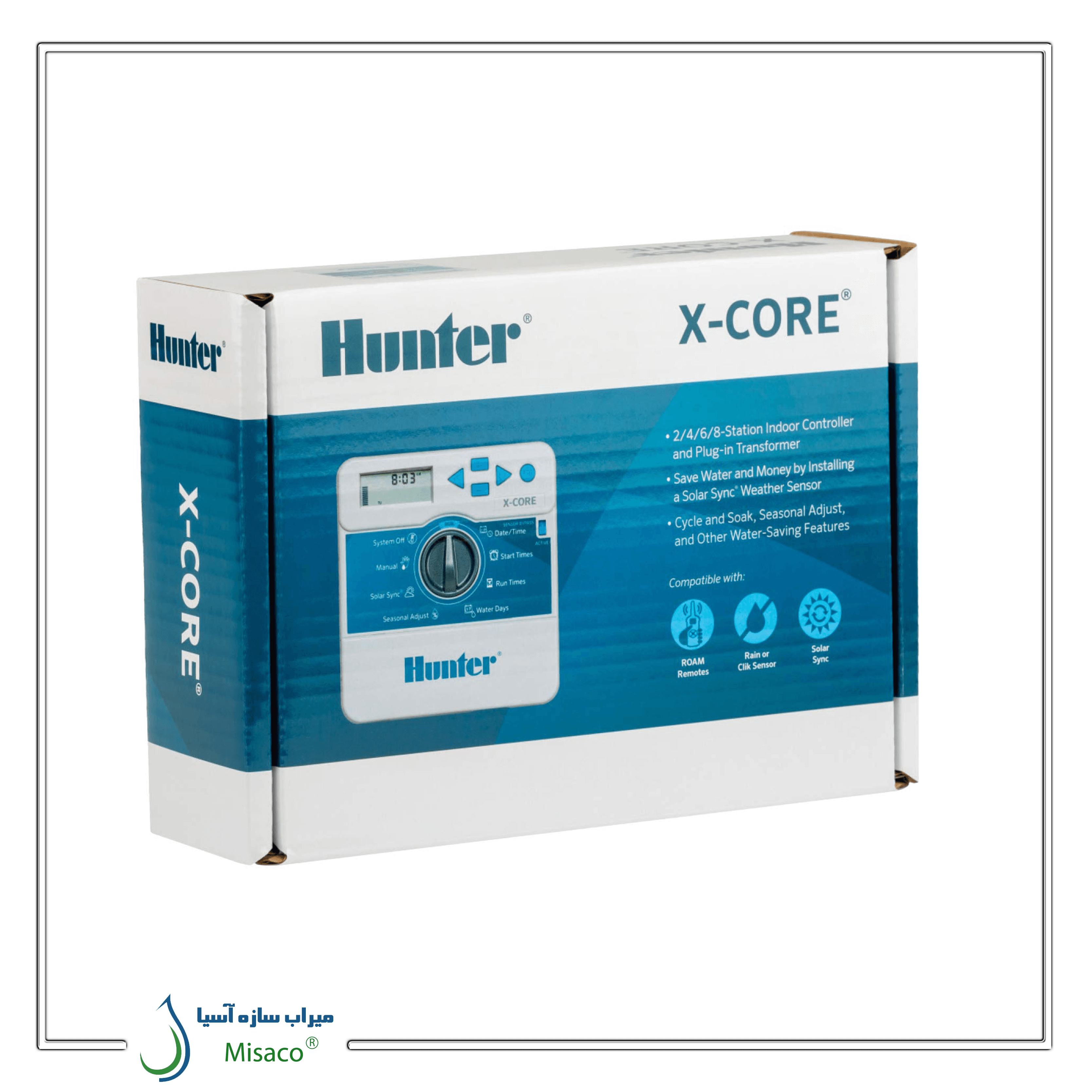کنترلر آبیاری مدل x-core هانتر 6 ایستگاه – بدون درب — تصویر ۲