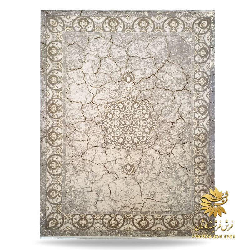 فرش طرح سرامیکی جدید 1200 شانه زمینه صدفی