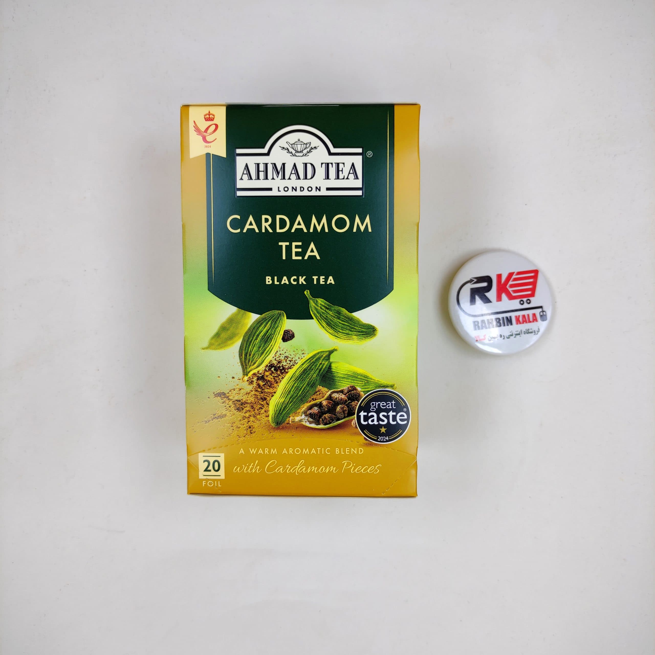 چای سیاه کیسه ای احمد مدل هل دار 20عددی cardamom tea ahmad