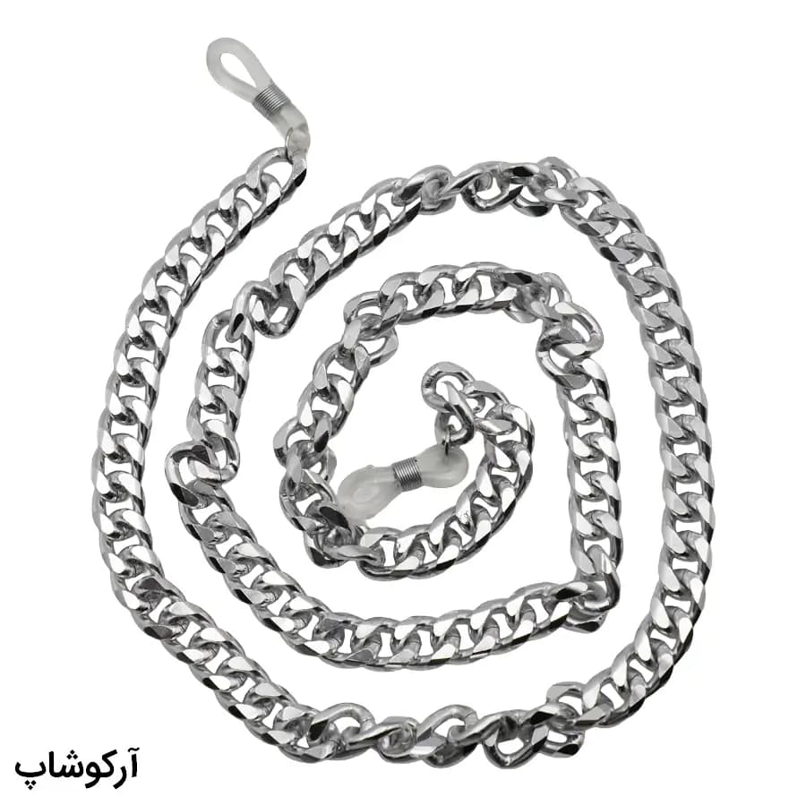 بند عینک زنجیری با رنگ نقرهای، از جنس آلومینیوم، سبک و ضدحساسیت مدل 993126