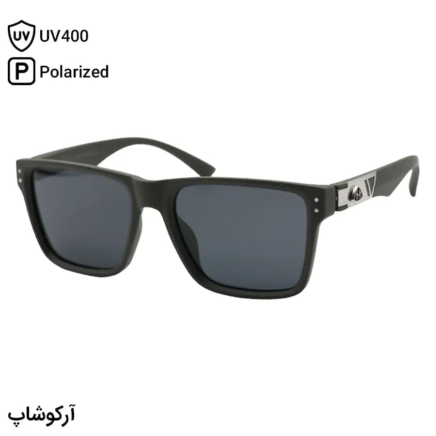عینک آفتابی Maybach با فریم سبز رنگ، مربعی شکل، دسته فنردار، لنز دودی تیره و پلاریزه مدل 7122